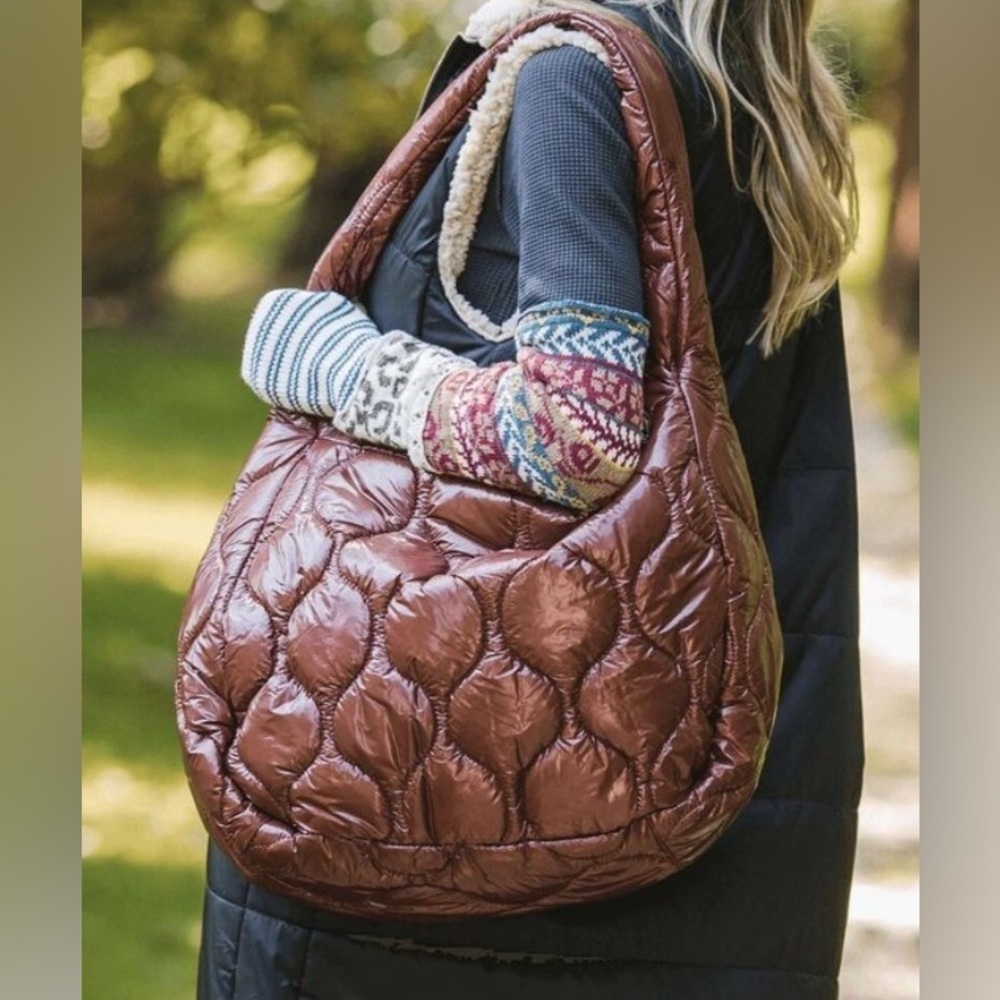 Free People Movement Stylish Brown Quilted Women's Bag